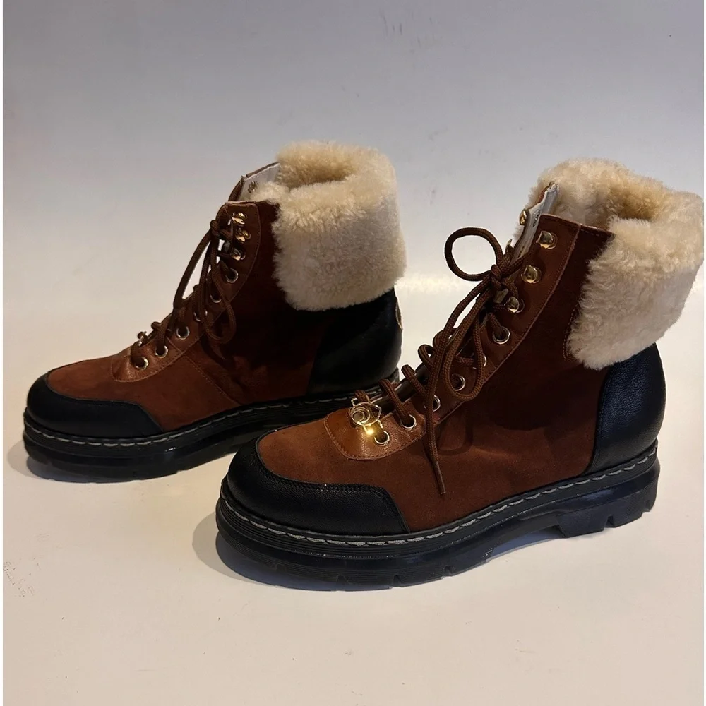 Brother Vellies Women's Alps Shearling Trim Hiking Boots